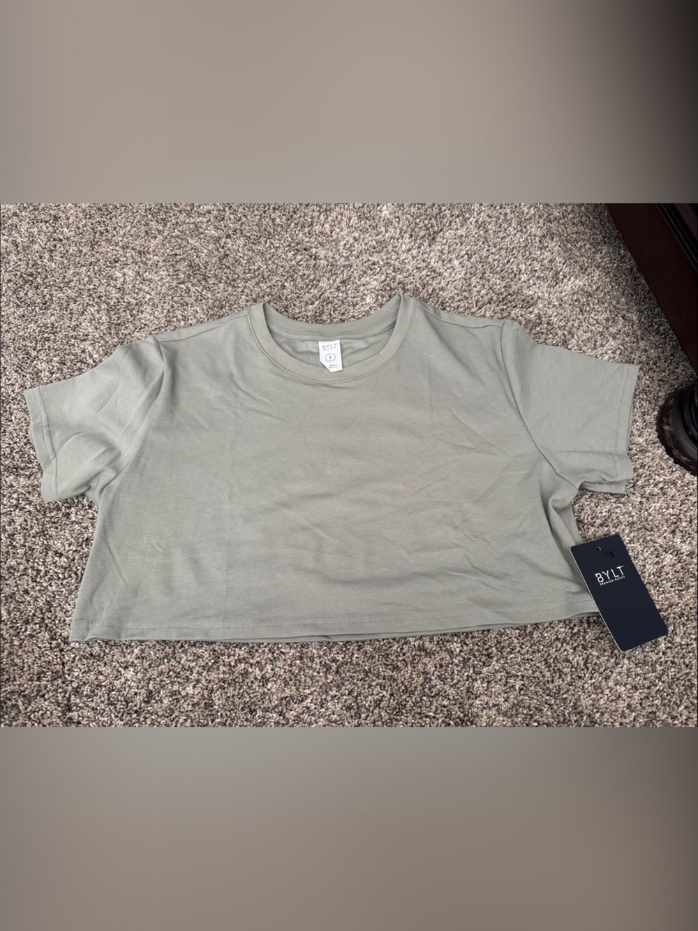 TWO BYLT Women’s  drift relaxed cropped crew T-Shirt in Sage Green (willow)